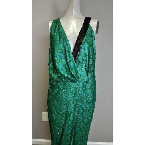 NWT Ozgur Masur Sequined Wrap Sleeveless Keyhole Back Column Gown Size 4 $1944 - Picture 2 of 10